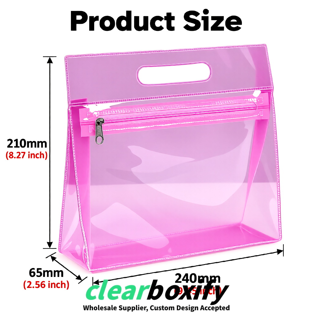 Pink EVA/PVC Cosmetic Bags | OEM/ODM Clear Zipper Makeup Pouches