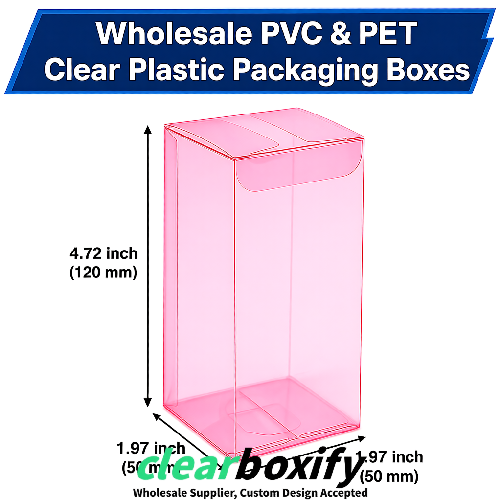 Pink Wholesale Clear PVC & PET Boxes 50x50x120/150/200mm 60x60x60/120 mm