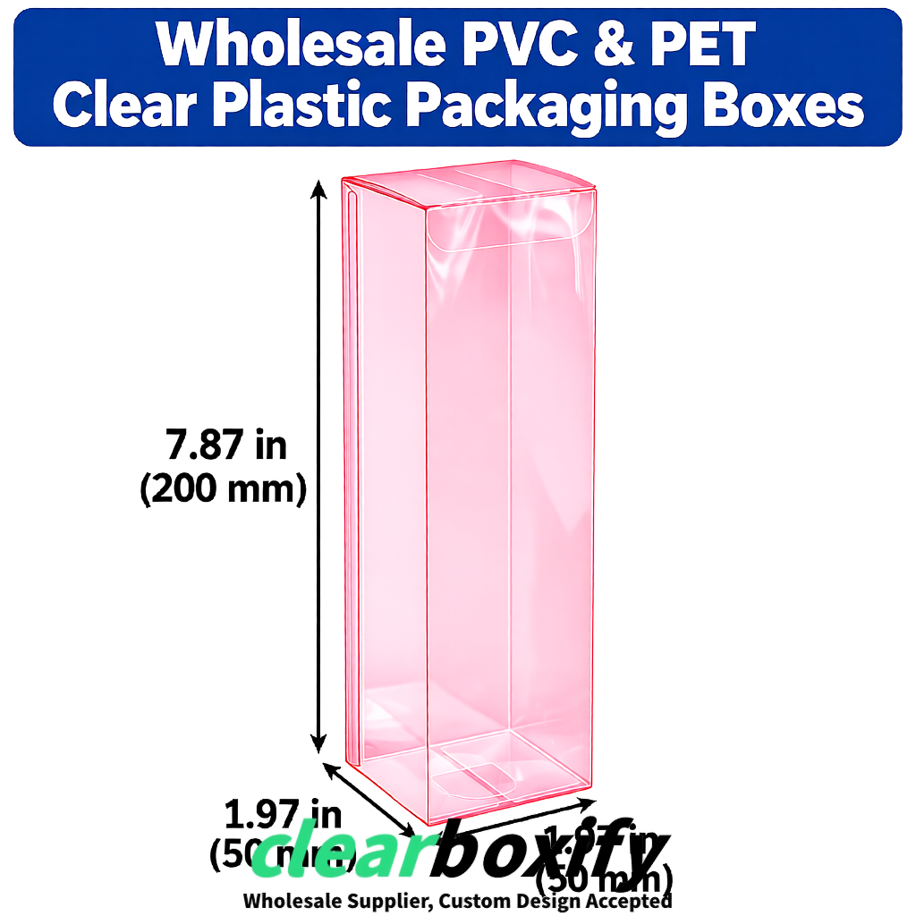Pink Wholesale Clear PVC & PET Boxes 50x50x120/150/200mm 60x60x60/120 mm