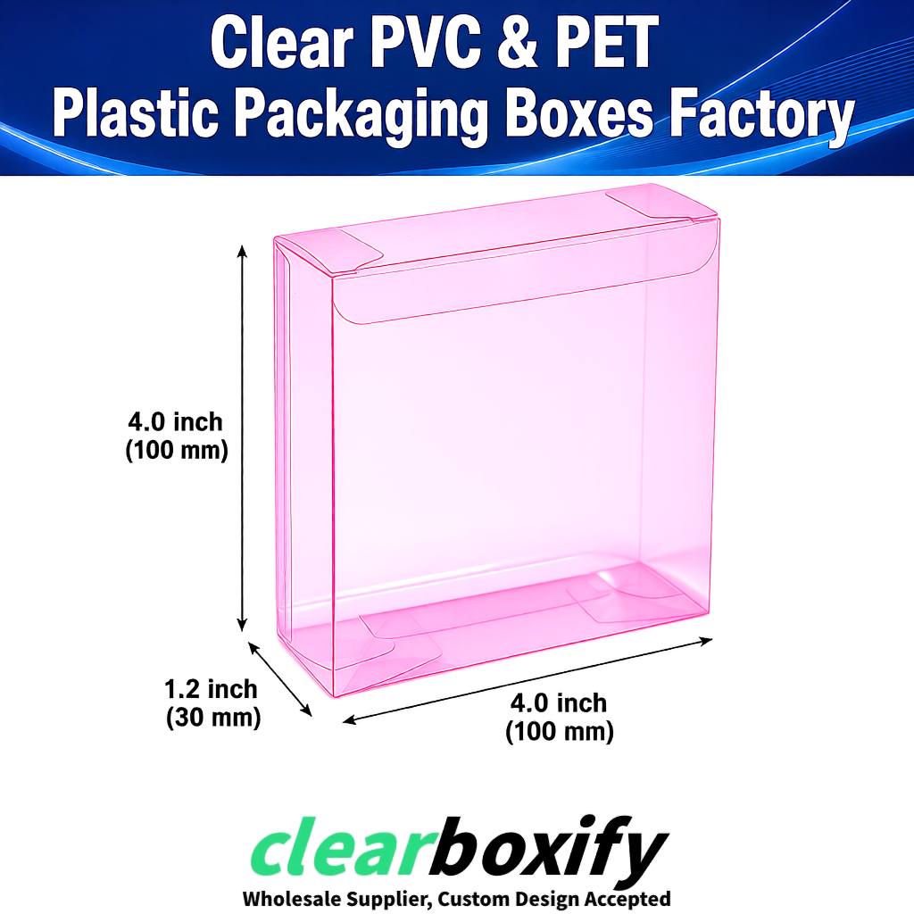 Wholesale Pink Clear PVC & PET Boxes 90x90x90mm 100x100x30/50/100mm