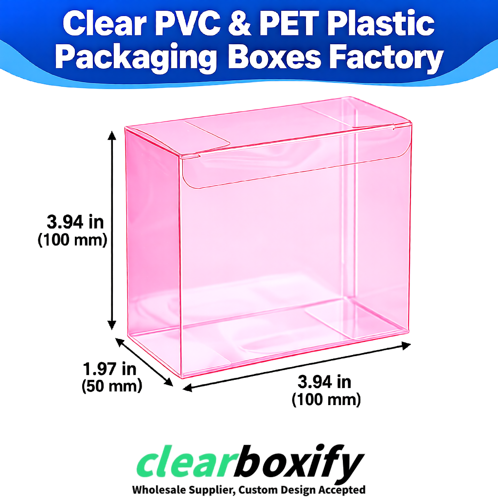 Wholesale Pink Clear PVC & PET Boxes 90x90x90mm 100x100x30/50/100mm