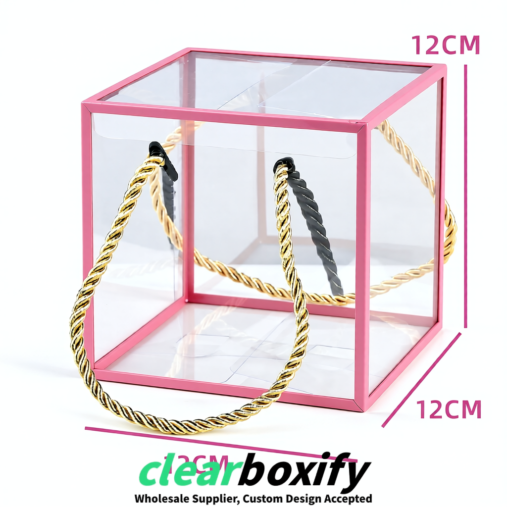 Pink Private Label Clear PVC, PP, PET Tote Bags & Handbags Wholesale