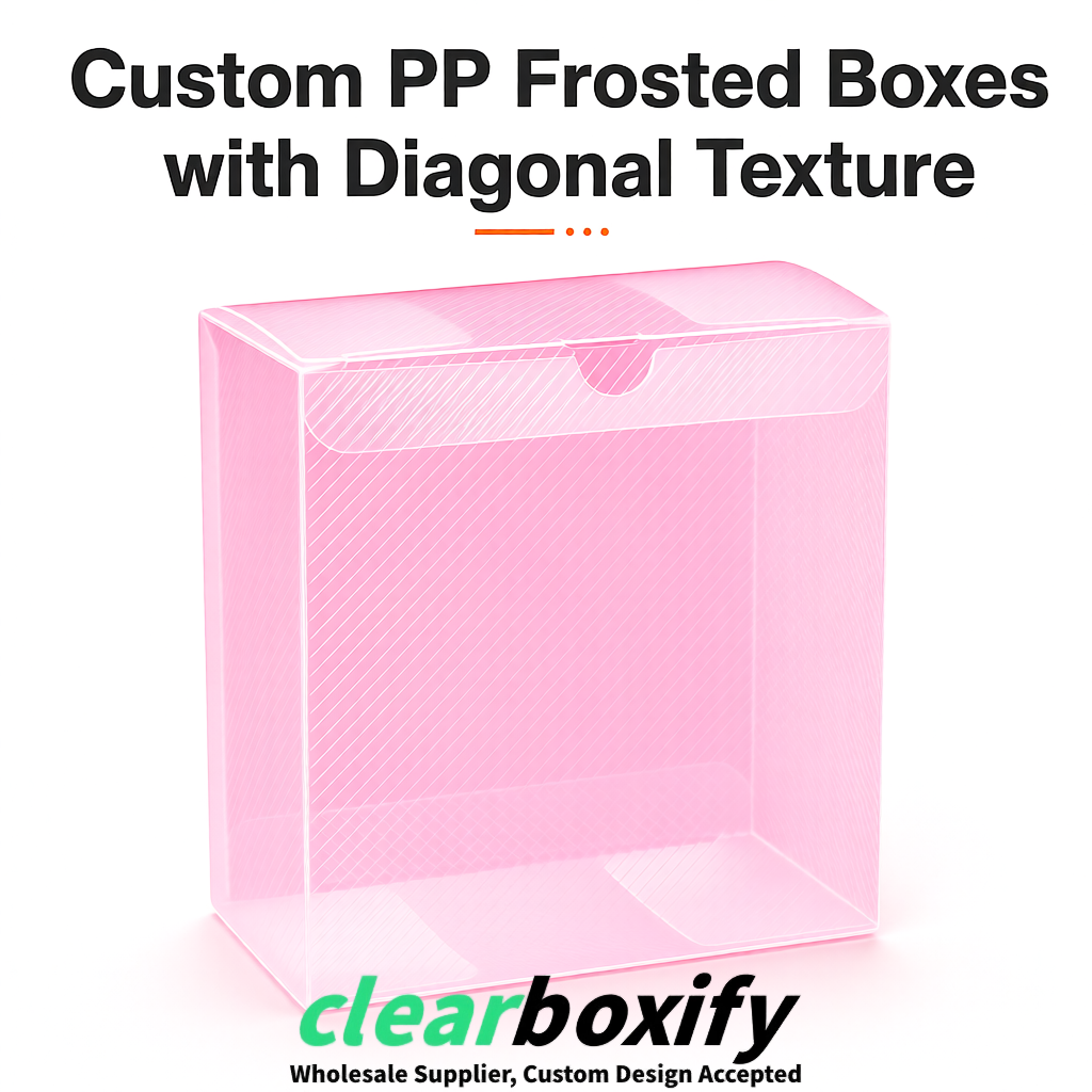 Pink Matte PP Frosted & Diagonal Texture Boxes with Diagonal Texture