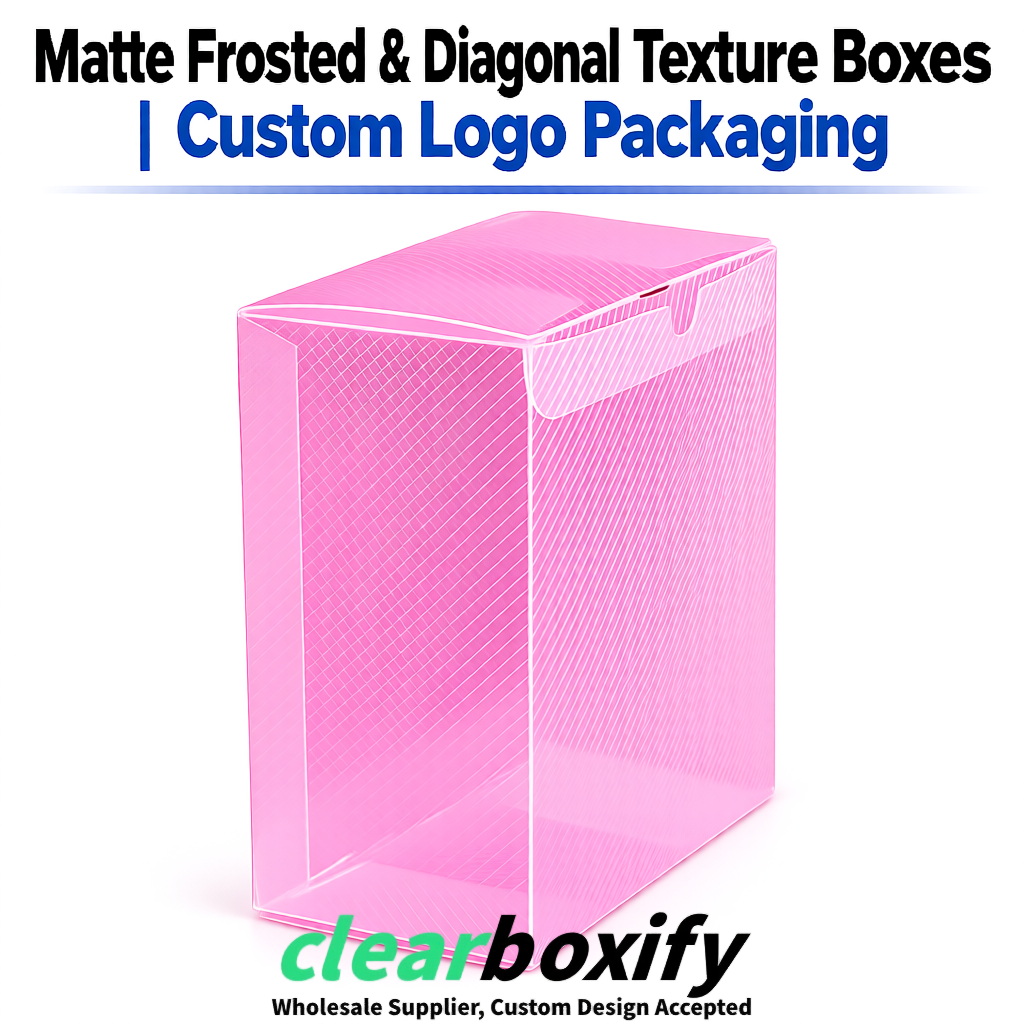 Pink Matte PP Frosted & Diagonal Texture Boxes with Diagonal Texture