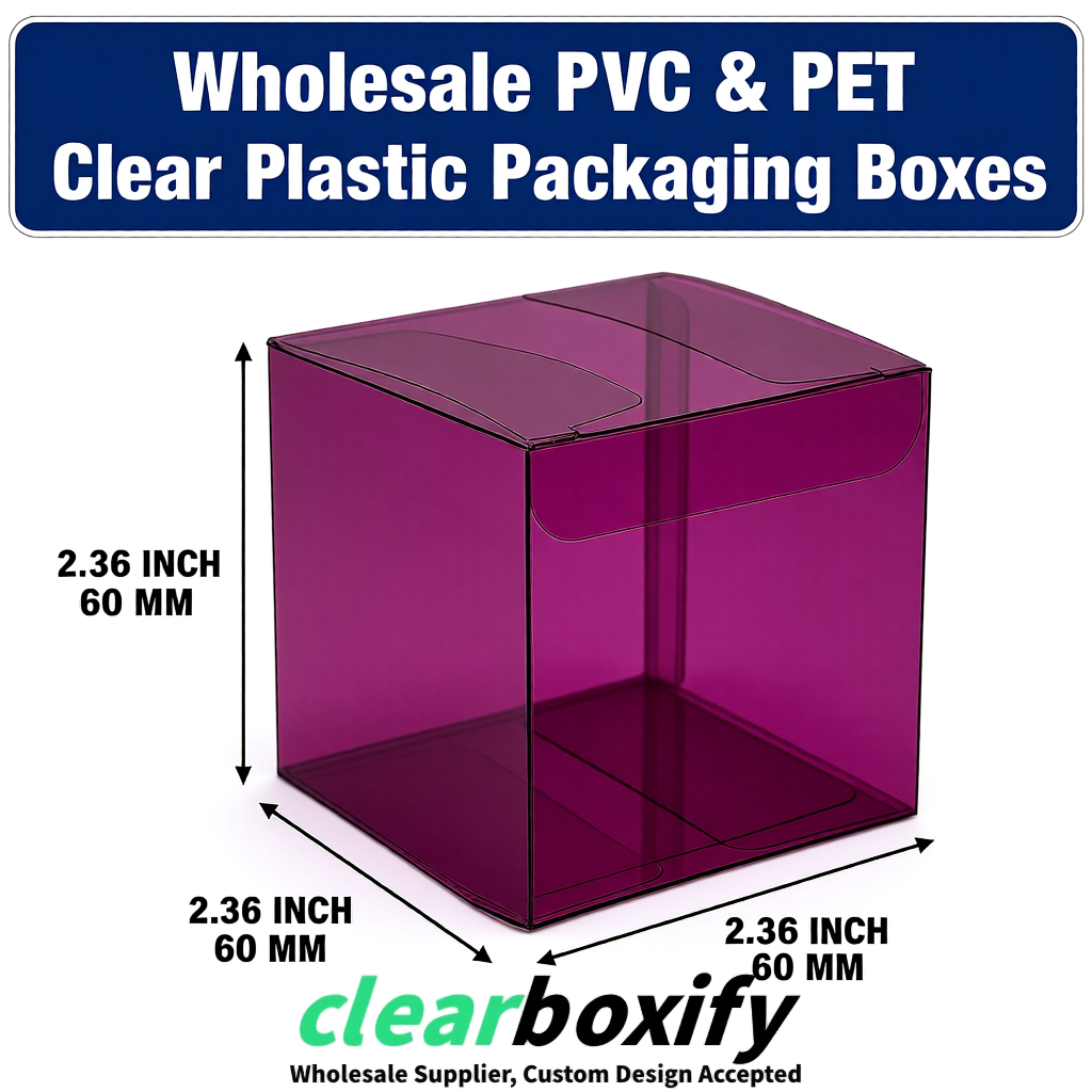 Plum Wholesale Clear PVC & PET Boxes 50x50x120/150/200mm 60x60x60/120 mm