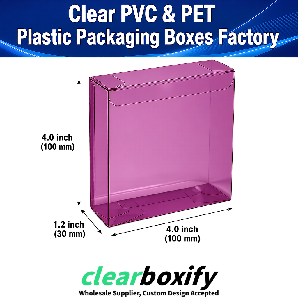 Wholesale Plum Clear PVC & PET Boxes 90x90x90mm 100x100x30/50/100mm