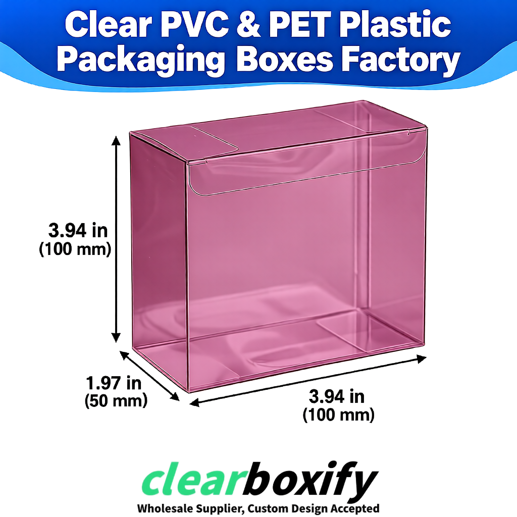 Wholesale Plum Clear PVC & PET Boxes 90x90x90mm 100x100x30/50/100mm