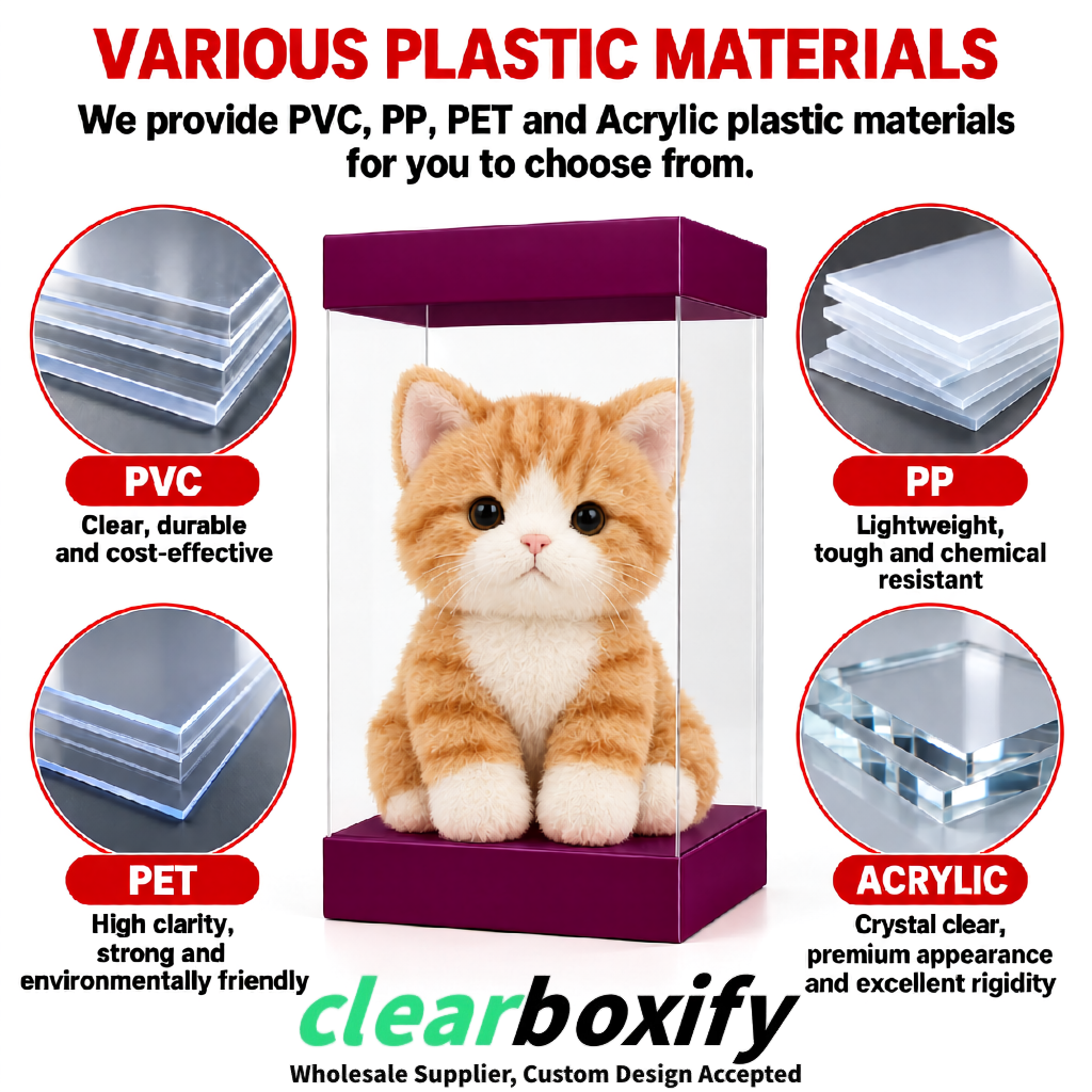 Plum Clear Toy Display Boxes with White Base & Top | Wholesale Bulk Packaging