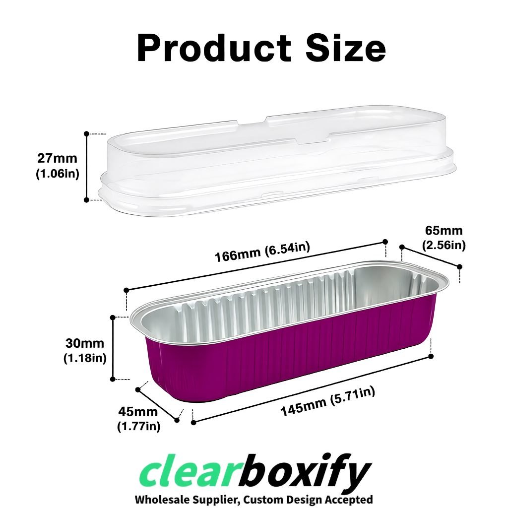 Plum Mini Loaf Pans with Clear Lids 6.8oz Rectangular Aluminum Foil Baking Pans Supplier