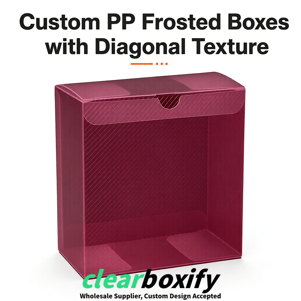 Plum Matte PP Frosted & Diagonal Texture Boxes with Diagonal Texture