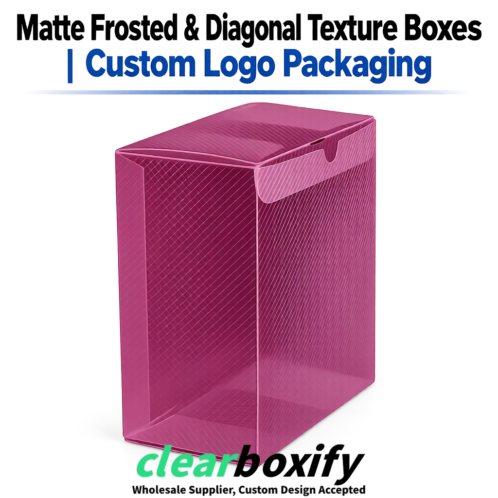 Plum Matte PP Frosted & Diagonal Texture Boxes with Diagonal Texture