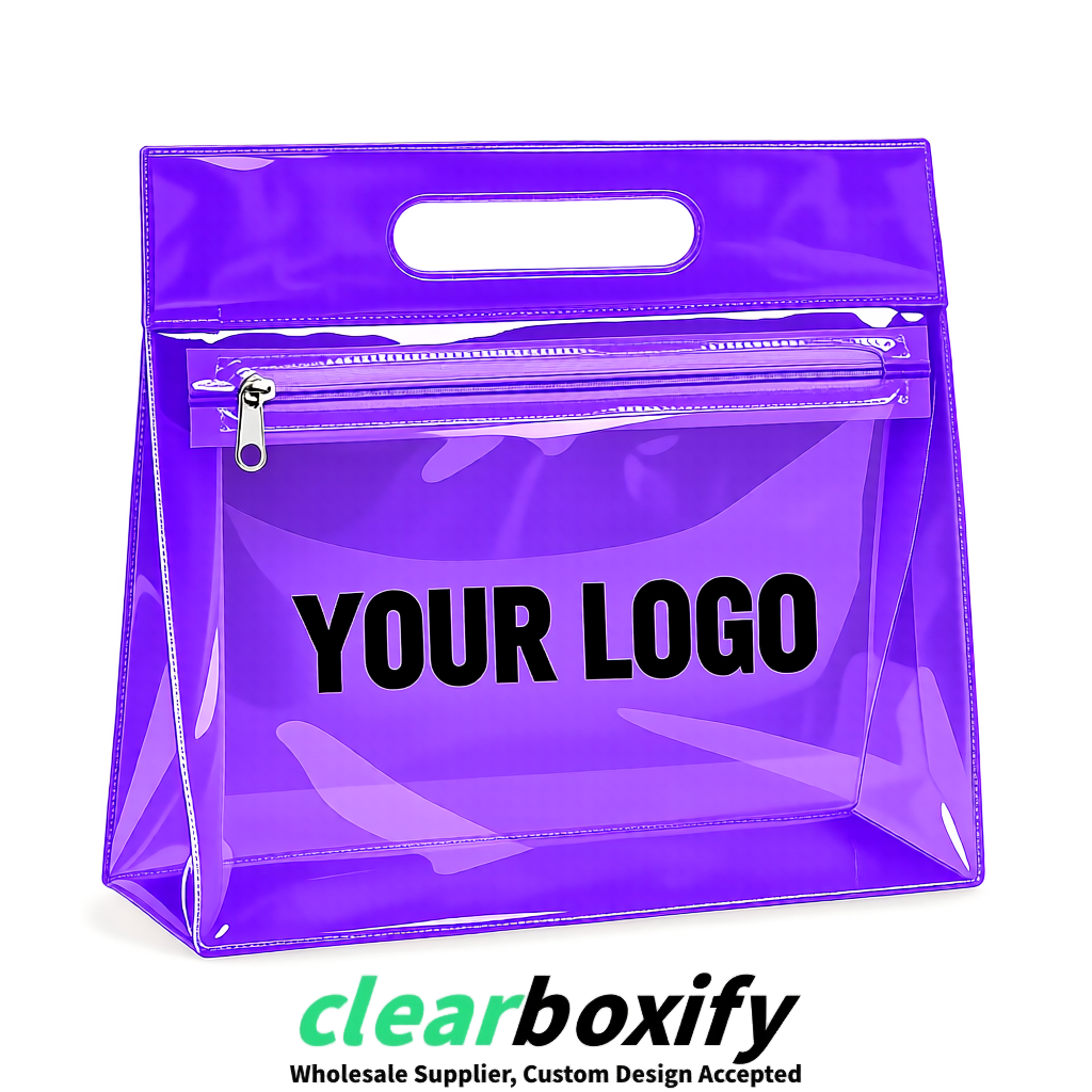 Purple EVA/PVC Cosmetic Bags | OEM/ODM Clear Zipper Makeup Pouches