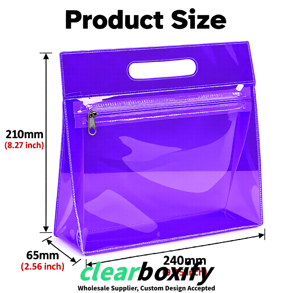Purple EVA/PVC Cosmetic Bags | OEM/ODM Clear Zipper Makeup Pouches