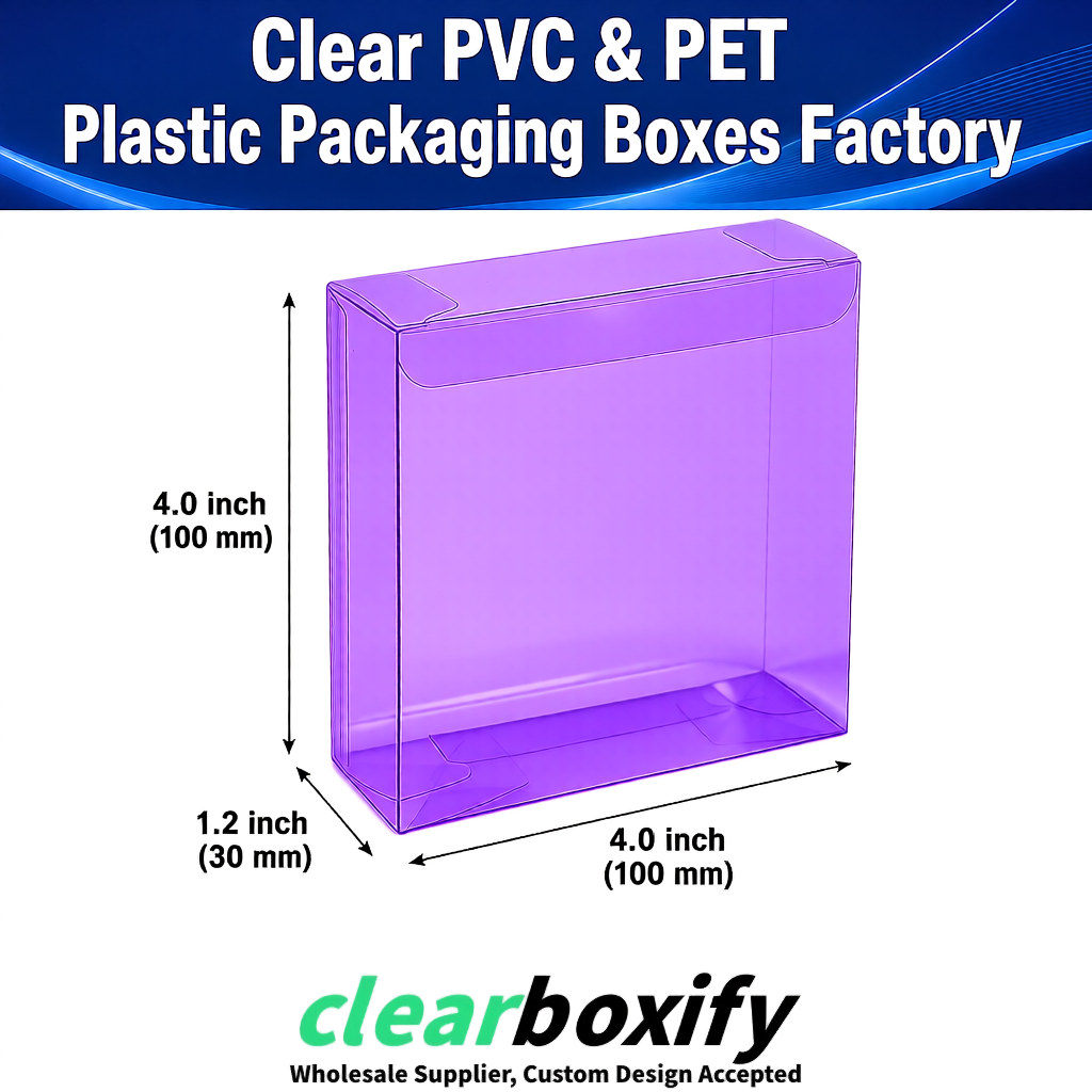 Wholesale Purple Clear PVC & PET Boxes 90x90x90mm 100x100x30/50/100mm