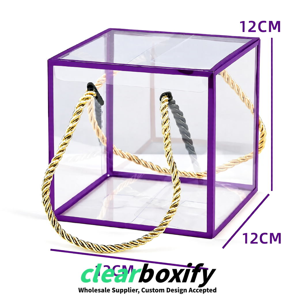 Purple Private Label Clear PVC, PP, PET Tote Bags & Handbags Wholesale