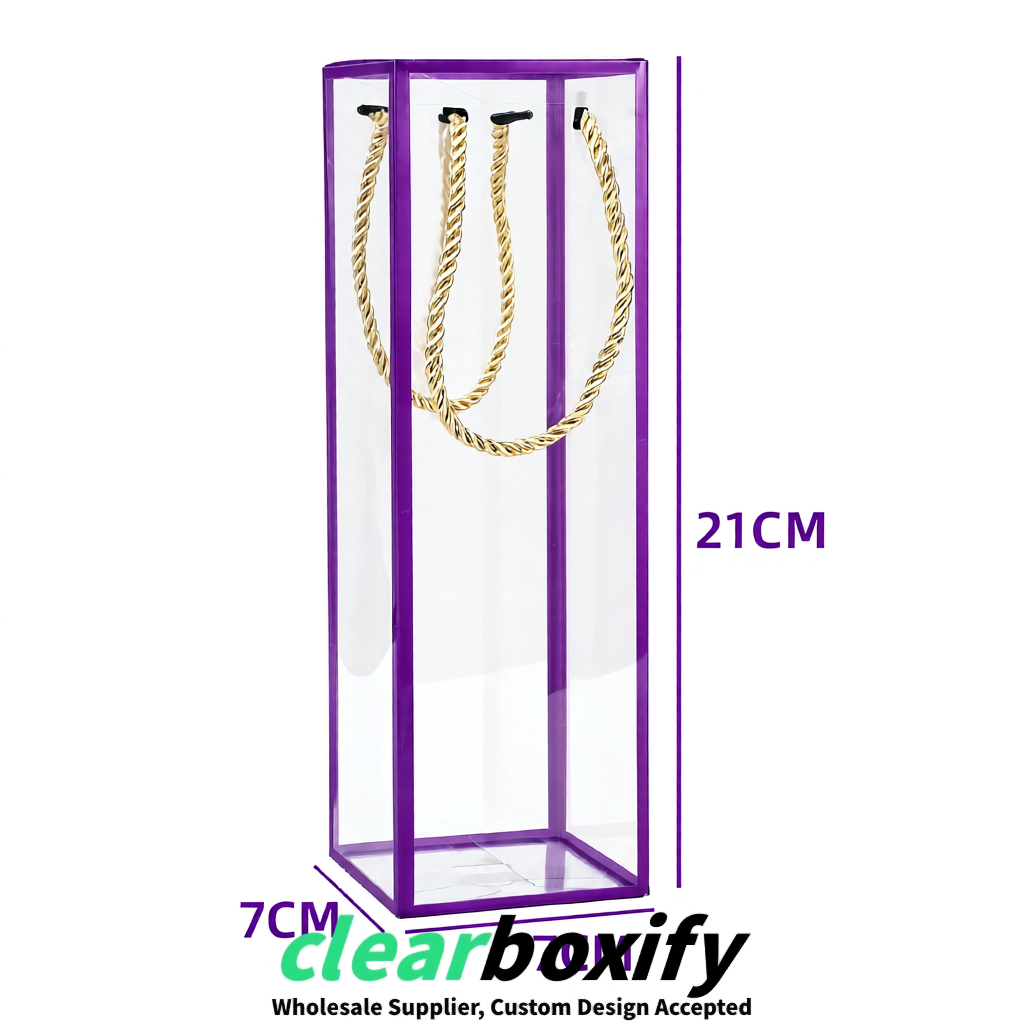 Purple Private Label Clear PVC, PP, PET Tote Bags & Handbags Wholesale