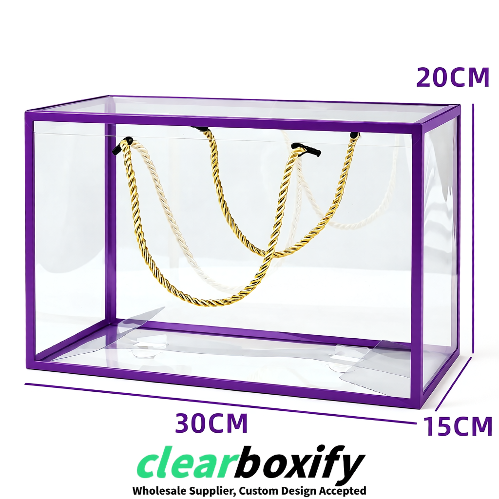 Purple Private Label Clear PVC, PP, PET Tote Bags & Handbags Wholesale