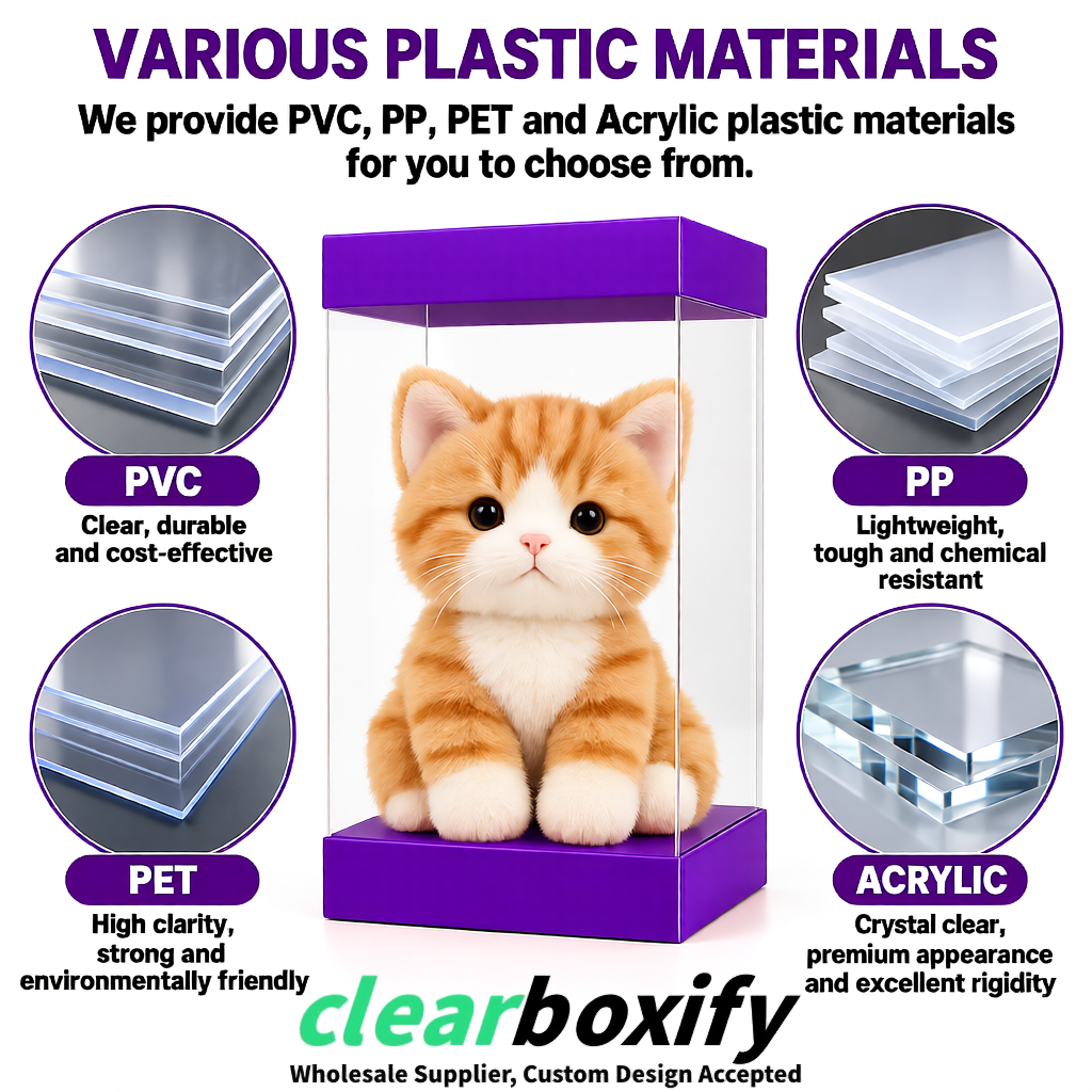 Purple Clear Toy Display Boxes with White Base & Top | Wholesale Bulk Packaging