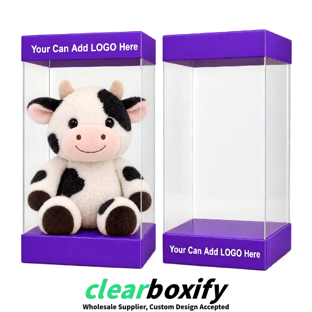 Purple Clear Toy Display Boxes with White Base & Top | Wholesale Bulk Packaging