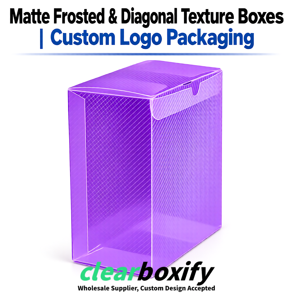Purple Matte PP Frosted & Diagonal Texture Boxes with Diagonal Texture