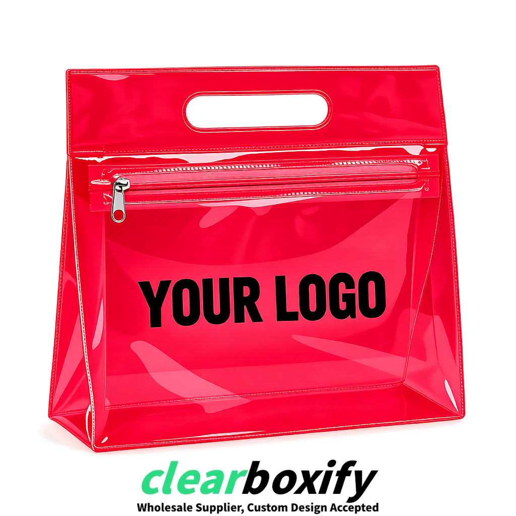 Red EVA/PVC Cosmetic Bags | OEM/ODM Clear Zipper Makeup Pouches