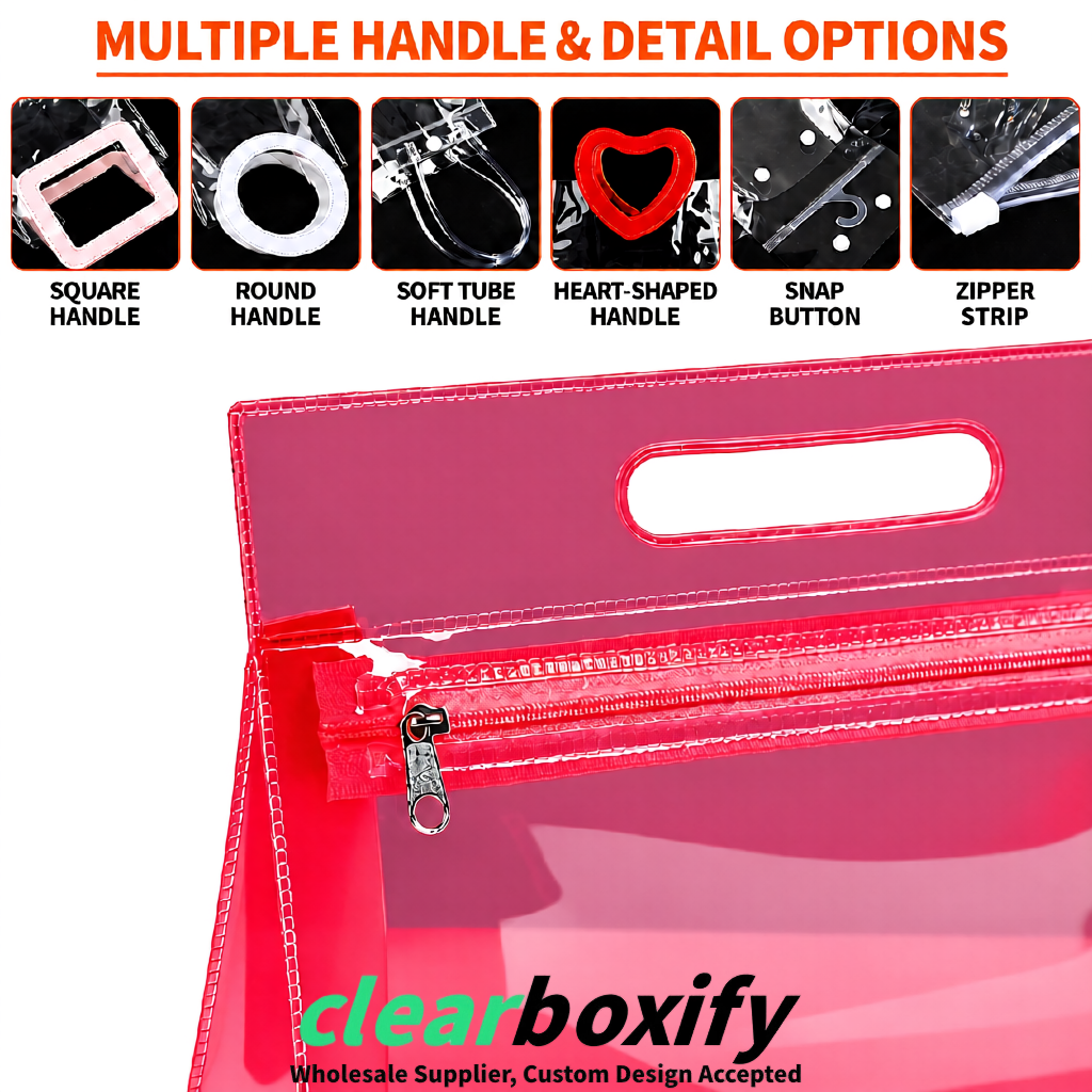 Red EVA/PVC Cosmetic Bags | OEM/ODM Clear Zipper Makeup Pouches Red EVA/PVC Cosmetic Bags | OEM/ODM Clear Zipper Makeup Pouches