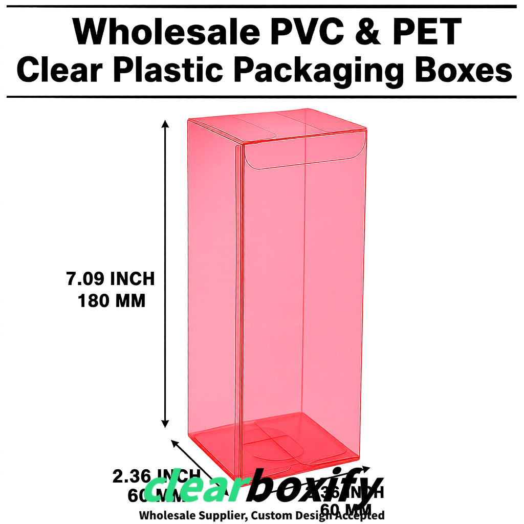 PPWR-Aligned Red Translucent PVC & PET Boxes 60x60x180mm 76x76x76mm 70x70x70/100/120mm PPWR-Aligned Red Translucent PVC & PET Boxes 60x60x180mm 76x76x76mm 70x70x70/100/120mm