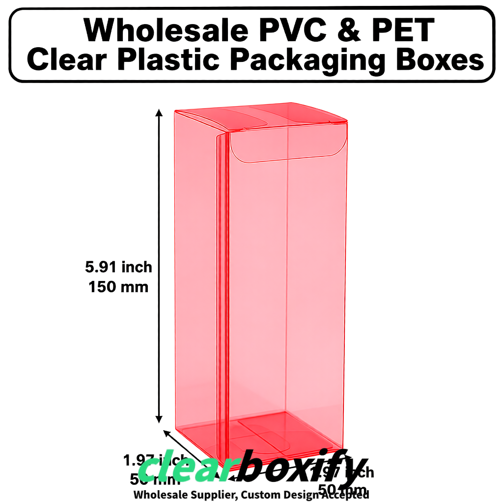Red Wholesale Clear PVC & PET Boxes 50x50x120/150/200mm 60x60x60/120 mm