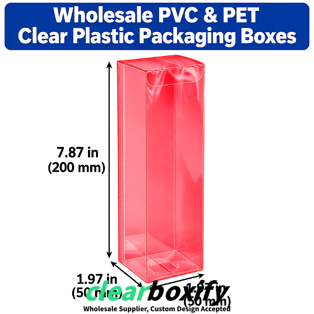 Red Wholesale Clear PVC & PET Boxes 50x50x120/150/200mm 60x60x60/120 mm