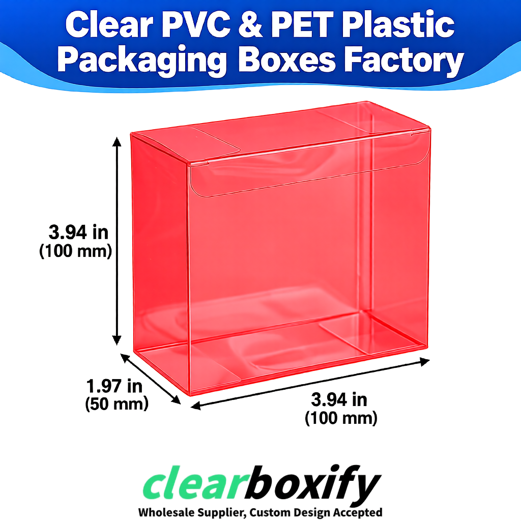 Wholesale Red Clear PVC & PET Boxes 90x90x90mm 100x100x30/50/100mm