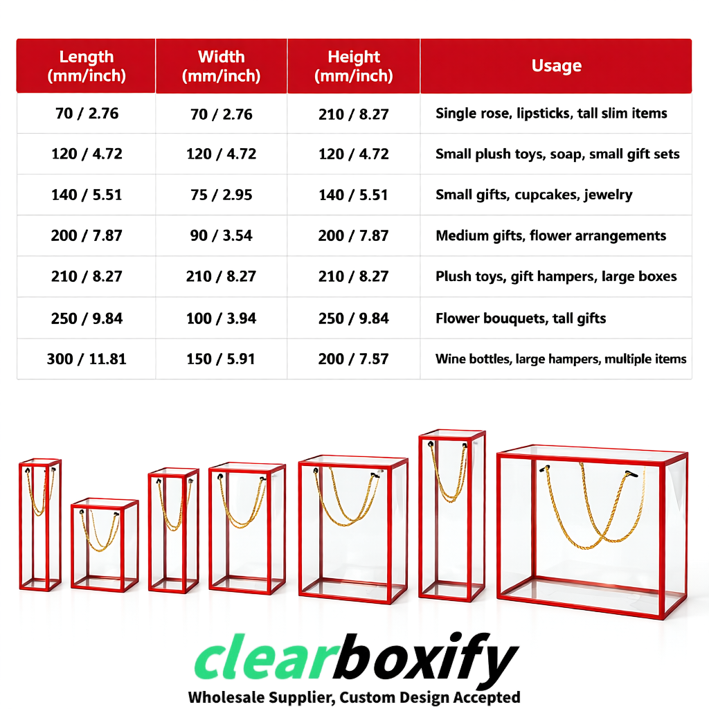 Red Private Label Clear PVC, PP, PET Tote Bags & Handbags Wholesale