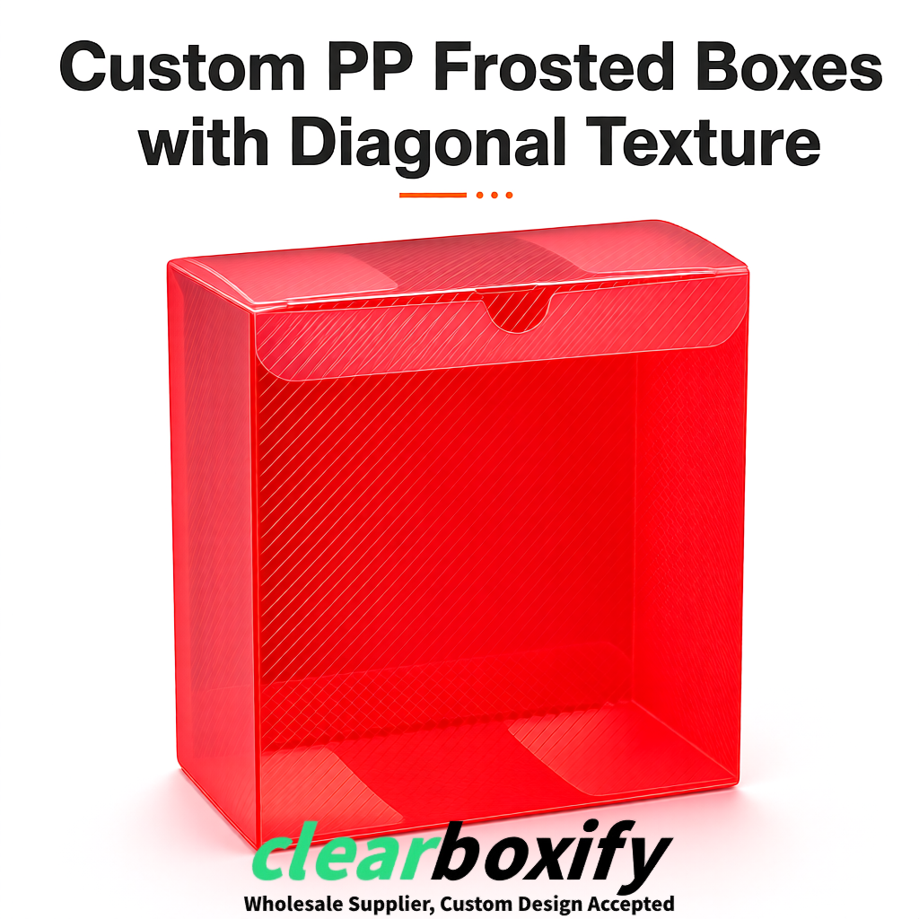 Red Matte PP Frosted & Diagonal Texture Boxes with Diagonal Texture