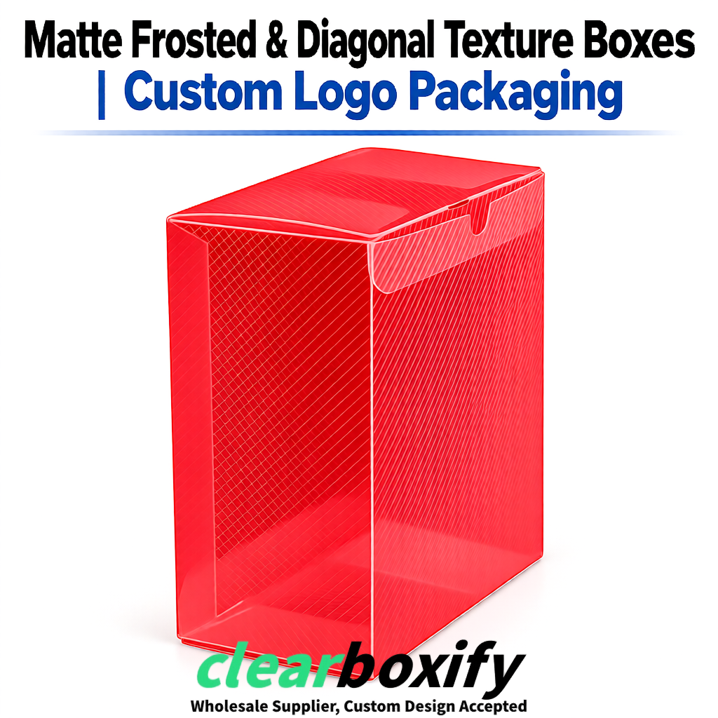 Red Matte PP Frosted & Diagonal Texture Boxes with Diagonal Texture