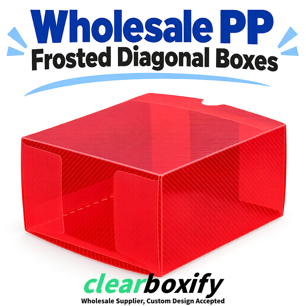 Red Matte PP Frosted & Diagonal Texture Boxes with Diagonal Texture