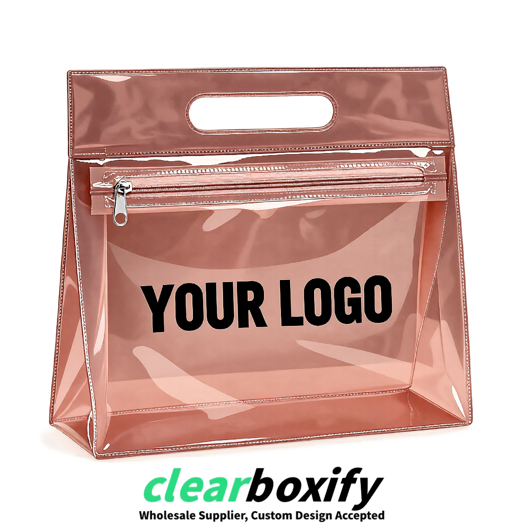 Rose Gold EVA/PVC Cosmetic Bags | OEM/ODM Clear Zipper Makeup Pouches