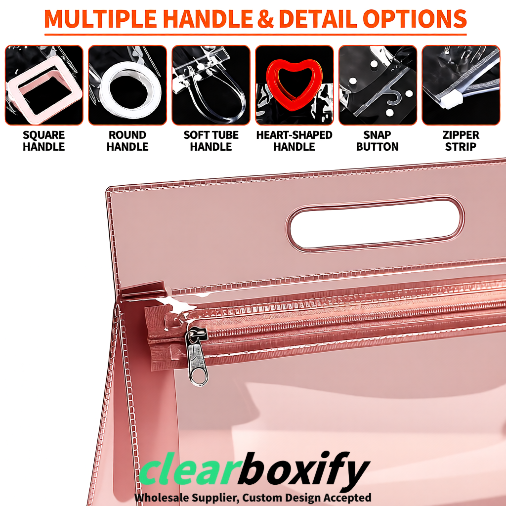 Rose Gold EVA/PVC Cosmetic Bags | OEM/ODM Clear Zipper Makeup Pouches