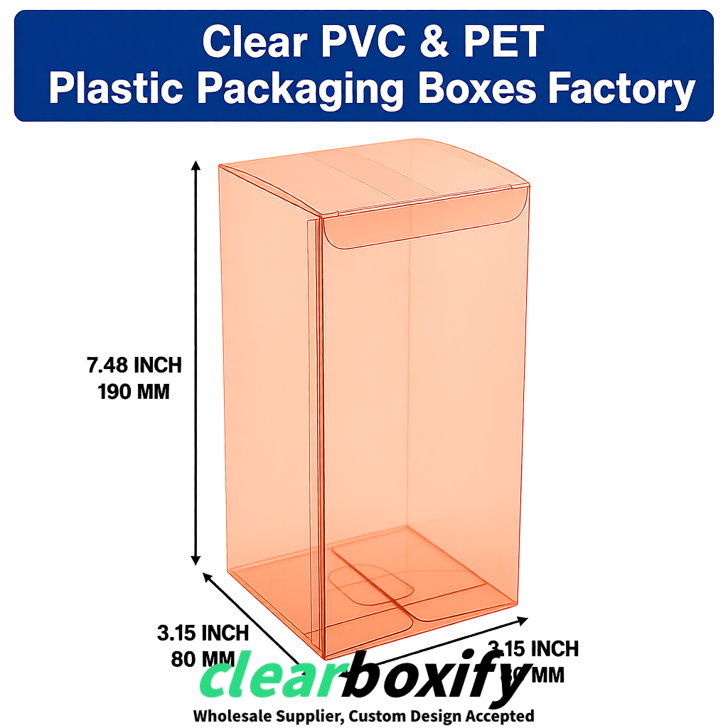 Rose Gold PPWR-ready PVC & PET Clear Boxes 80x80x80/120/140/190mm 70x70x160 mm Factory