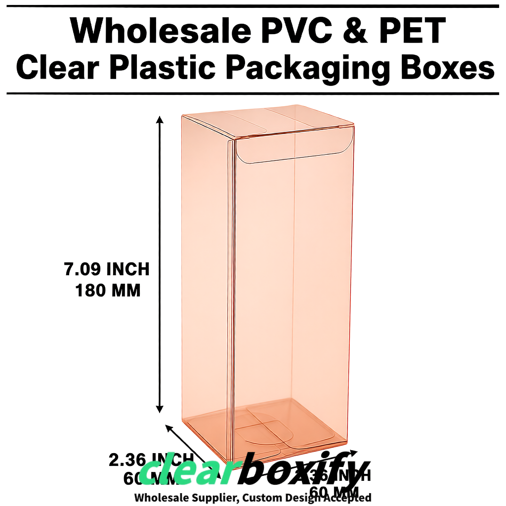 PPWR-Aligned Rose Gold Translucent PVC & PET Boxes 60x60x180mm 76x76x76mm 70x70x70/100/120mm