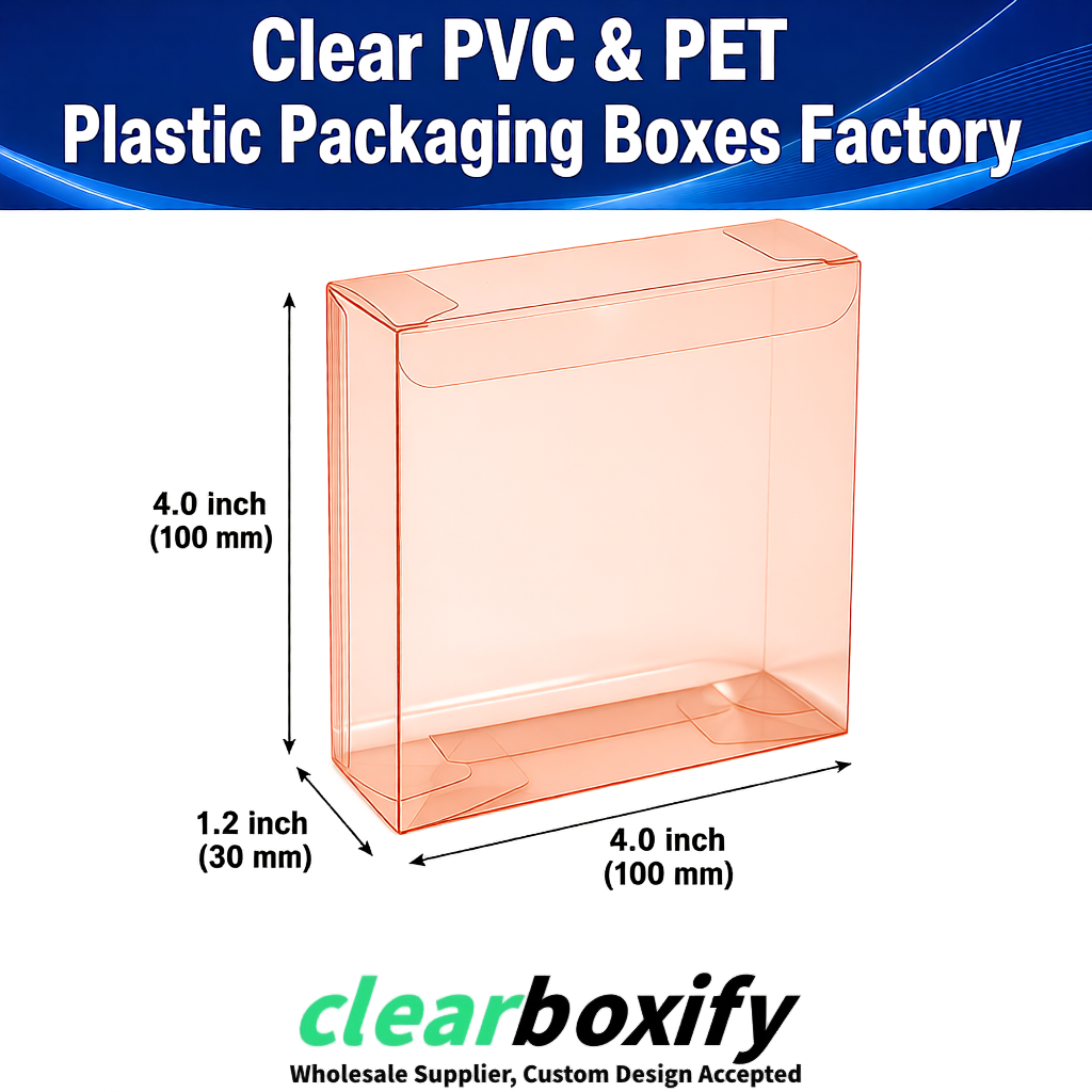 Wholesale Rose Gold Clear PVC & PET Boxes 90x90x90mm 100x100x30/50/100mm