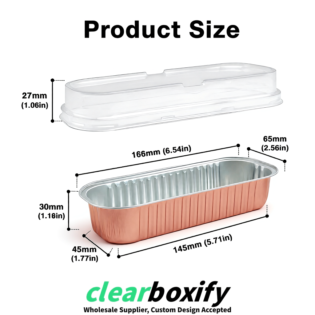 Rose Gold Mini Loaf Pans with Clear Lids 6.8oz Rectangular Aluminum Foil Baking Pans Supplier