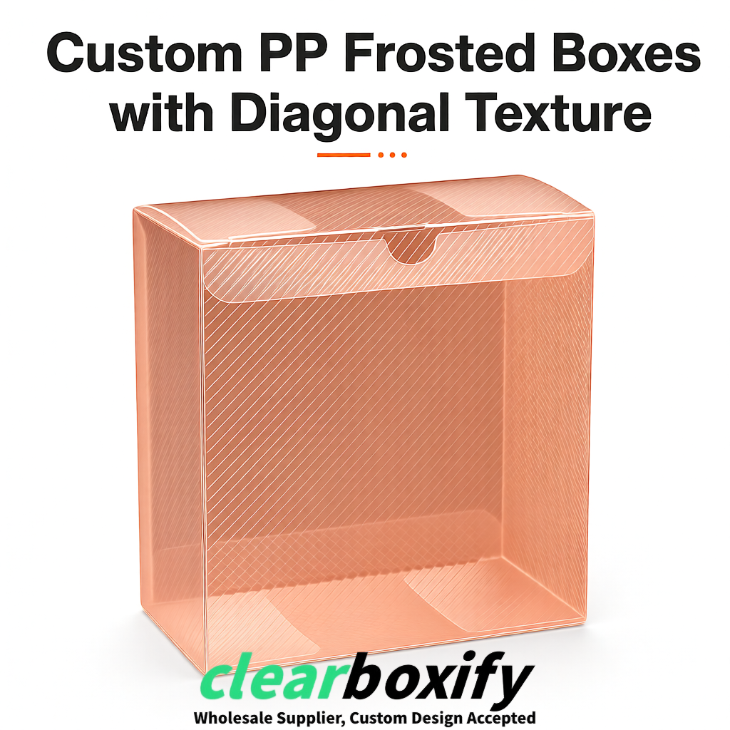 Rose Gold Matte PP Frosted & Diagonal Texture Boxes with Diagonal Texture