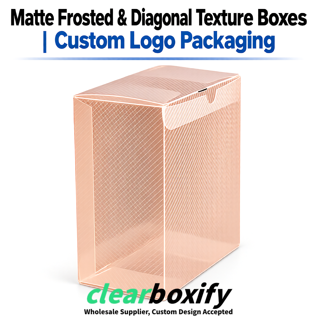 Rose Gold Matte PP Frosted & Diagonal Texture Boxes with Diagonal Texture