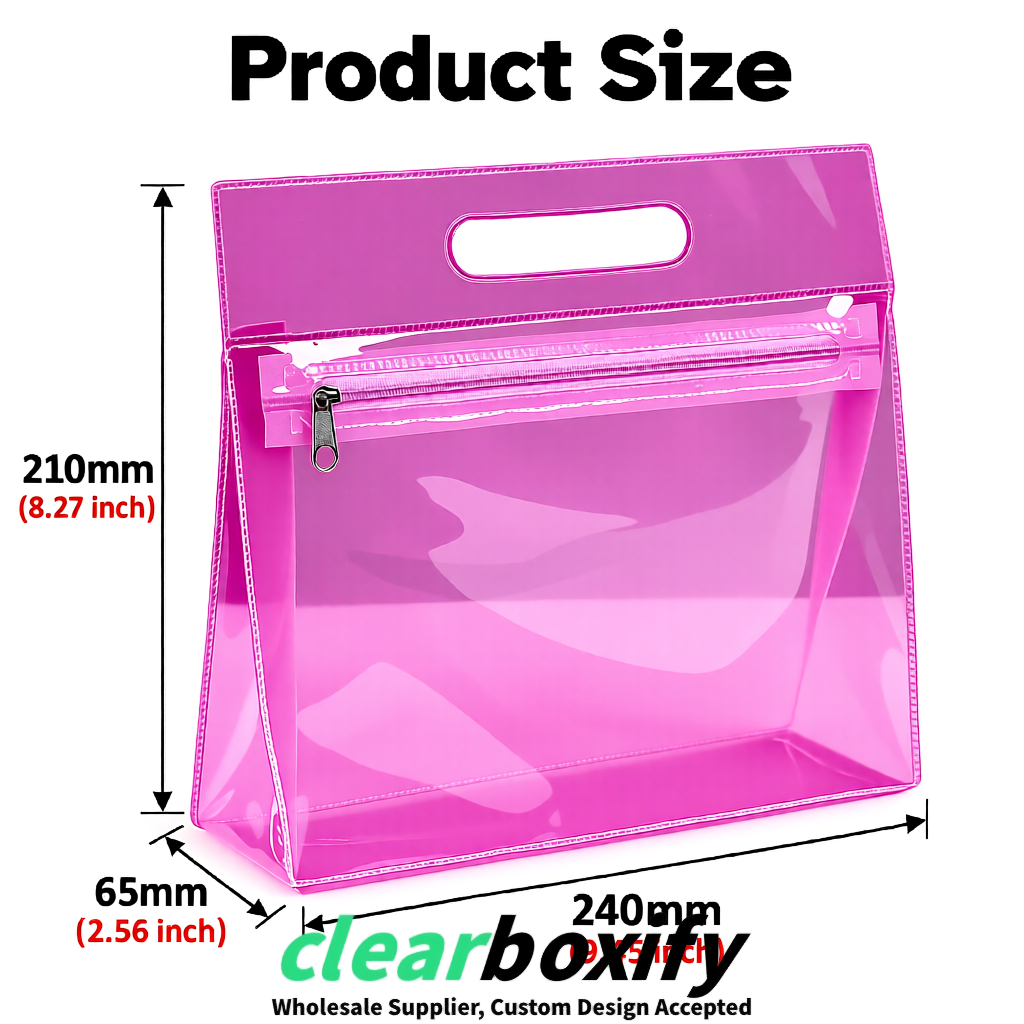 Rose Pink EVA/PVC Cosmetic Bags | OEM/ODM Clear Zipper Makeup Pouches