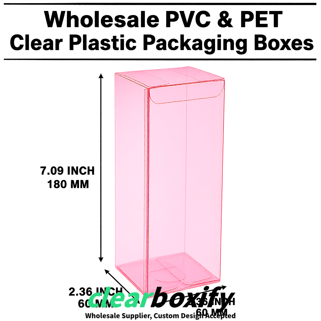 PPWR-Aligned Rose Pink Translucent PVC & PET Boxes 60x60x180mm 76x76x76mm 70x70x70/100/120mm