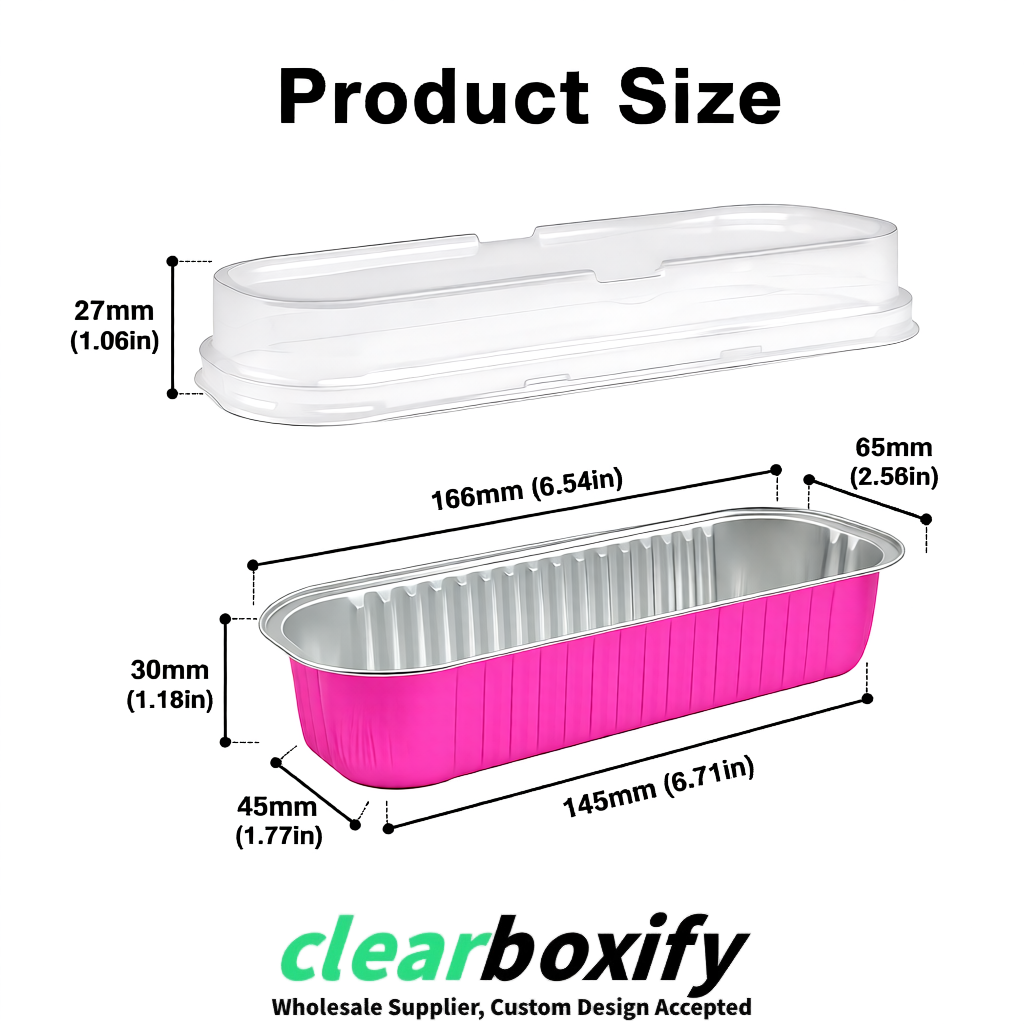 Rose Pink Mini Loaf Pans with Clear Lids 6.8oz Rectangular Aluminum Foil Baking Pans Supplier