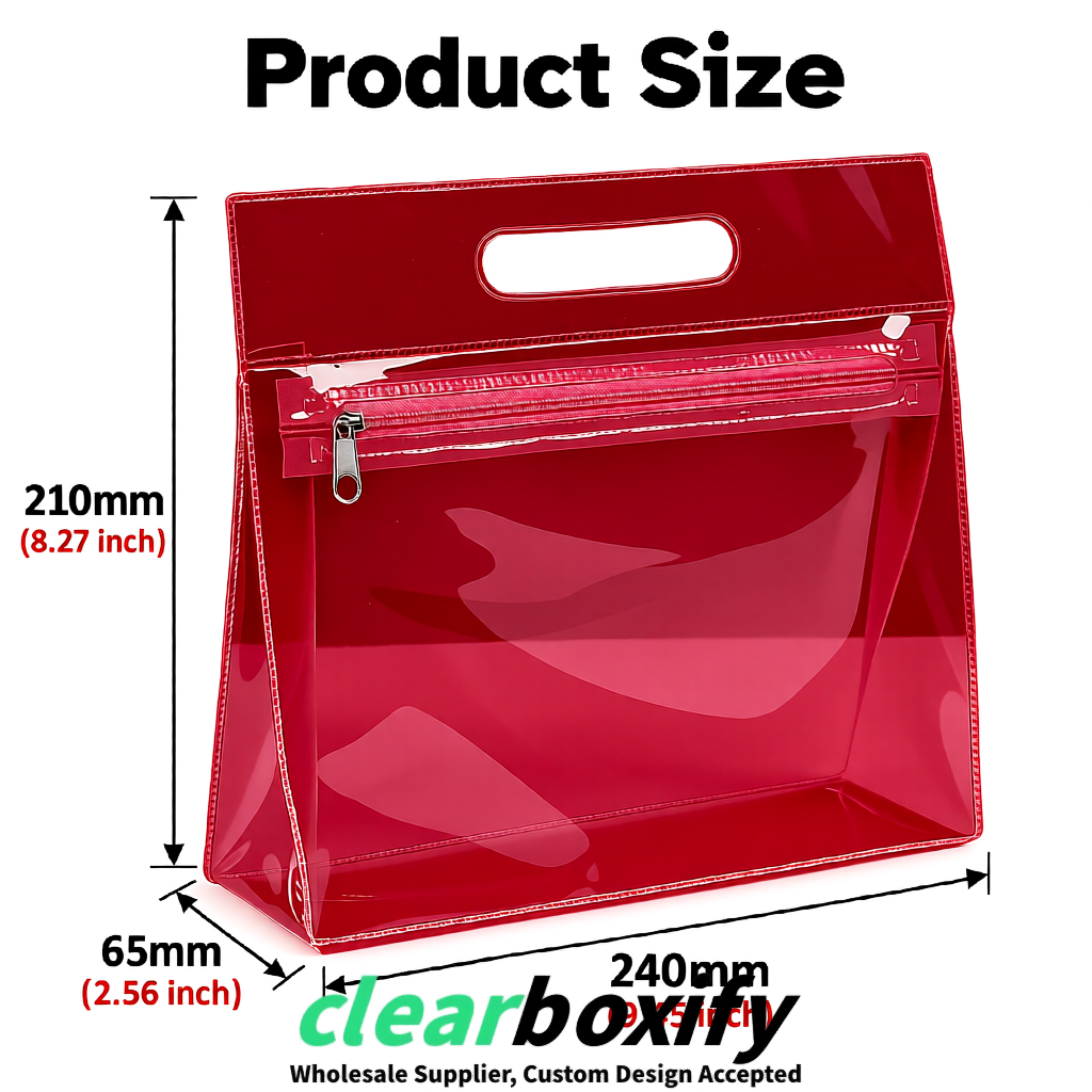 Scarlet EVA/PVC Cosmetic Bags | OEM/ODM Clear Zipper Makeup Pouches
