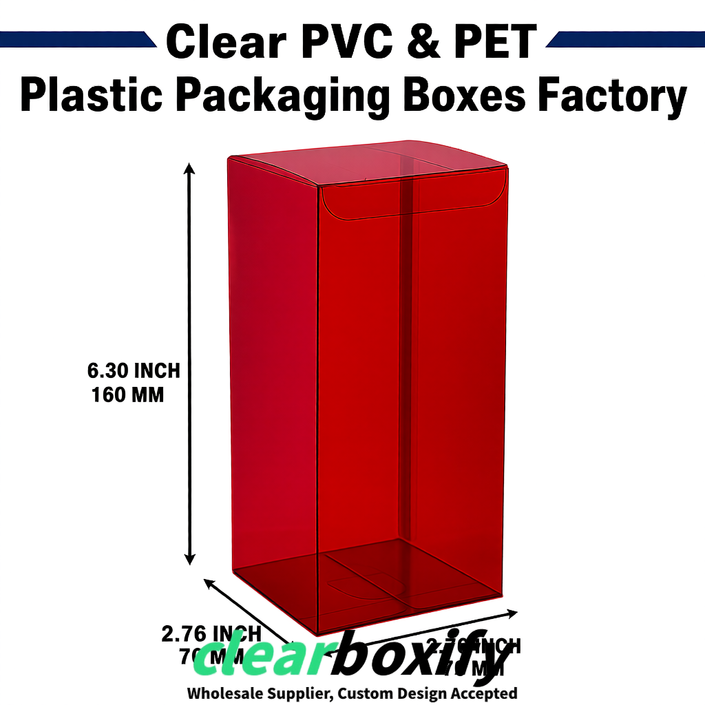 Scarlet PPWR-ready PVC & PET Clear Boxes 80x80x80/120/140/190mm 70x70x160 mm Factory