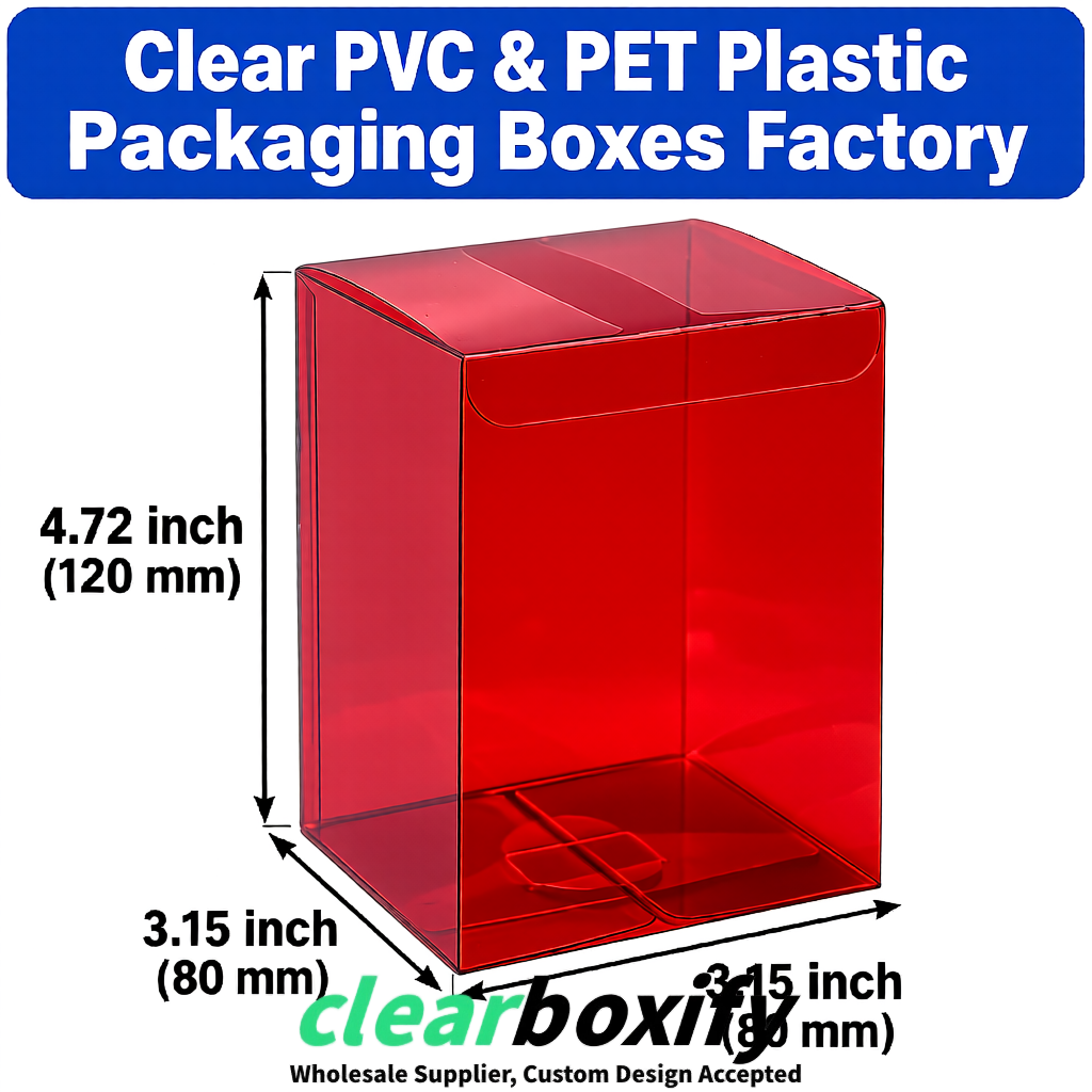 Scarlet PPWR-ready PVC & PET Clear Boxes 80x80x80/120/140/190mm 70x70x160 mm Factory