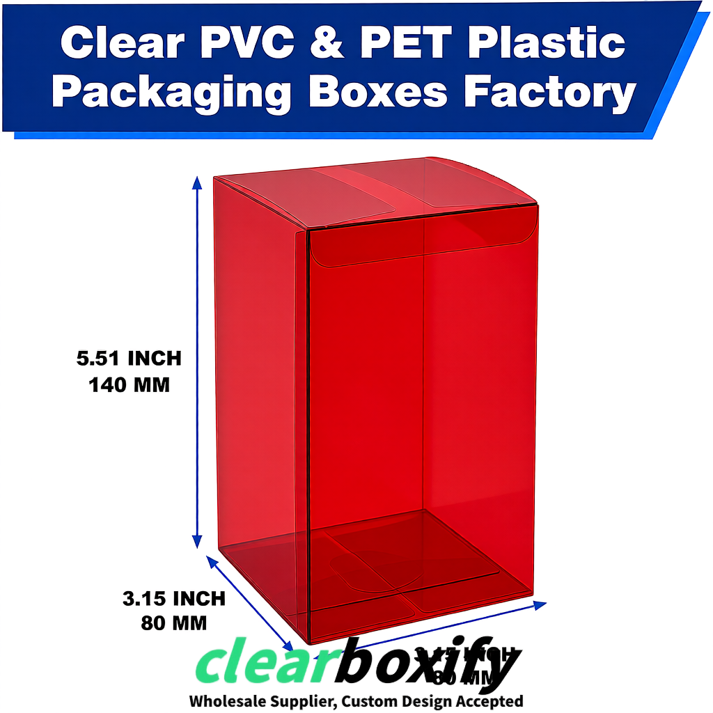 Scarlet PPWR-ready PVC & PET Clear Boxes 80x80x80/120/140/190mm 70x70x160 mm Factory