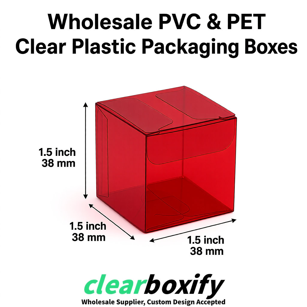 Scarlet Clear PVC & PET Boxes 38x38x38, 40x40x40, 50x50x50/80mm